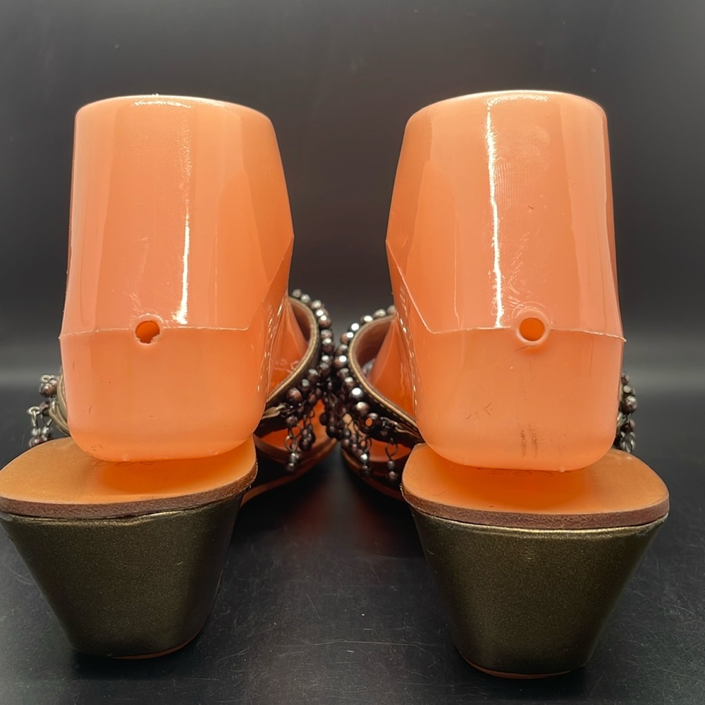 Yellow Box metallic bronze gold beaded Alexis slip on sandals Size 6.5 - Picture 8 of 15